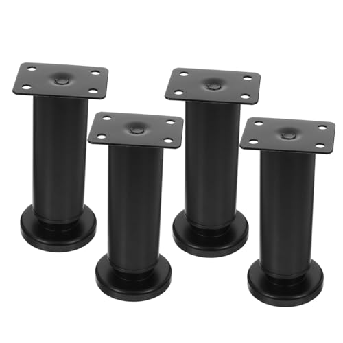 NUOBESTY 4 Stück Verstellbare Möbelbeine Schwarz Stabile Möbelfüße mit Großer Auflagefläche Wasserfest Belastbar für Sofa Schrank Tisch und Kommode Einfache Montage Langlebig von NUOBESTY