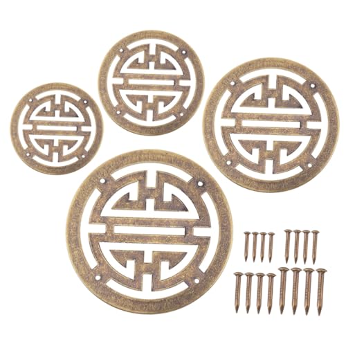 NUOBESTY 4 Stück Vintage Kupfer Schmuckbox Applikationen Teiliges Chinesische Klassische Möbelverzierung Robustem Kupfer Einfache Montage mit Schrauben für Schmuckkasten Schrank Holzbox von NUOBESTY