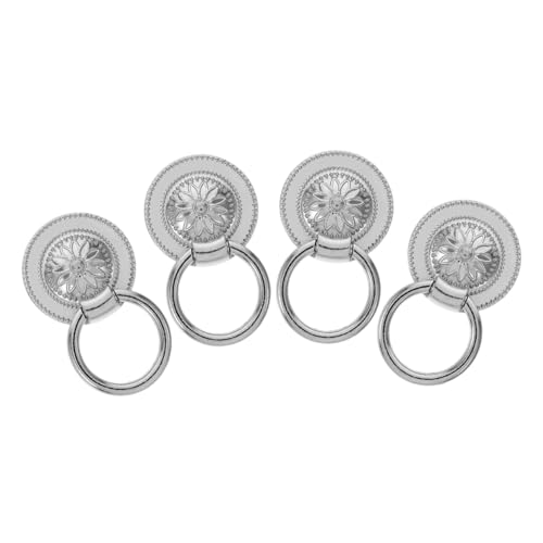 NUOBESTY 4 Stück Vintage Schubladengriffe mit Blumenmuster Dekorative Möbelgriffe aus Vernickeltem Metall Antike Kommoden Schrankschubladengriffe für Wohnzimmer Küche und Schlafzimmer von NUOBESTY