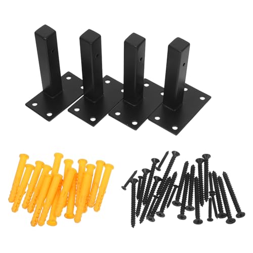 NUOBESTY 4 Stück schwebende Regalhalterung: 4 Zoll massive quadratische Stahlhalterung, robuste Regalhalterung mit Schrauben für Küchen-/Arbeitszimmer-/DIY-Lagerregal, Schwarz von NUOBESTY