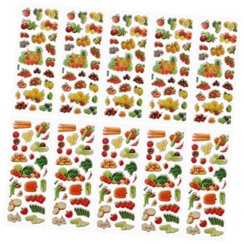 NUOBESTY 40 Blatt Cartoon Aufkleber für Obst Gemüse Schaumstoff Sticker Lustige Wanddeko für Kinderzimmer Bastelprojekte und Lernhilfen von NUOBESTY