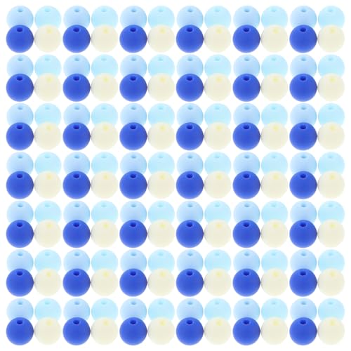 NUOBESTY 400 Stück Runde Acrylperlen Bastelperlen mit Loch für Armbänder und Bastelbedarf für Diy Schmuckherstellung Blau Weiße Farbvarianten von NUOBESTY