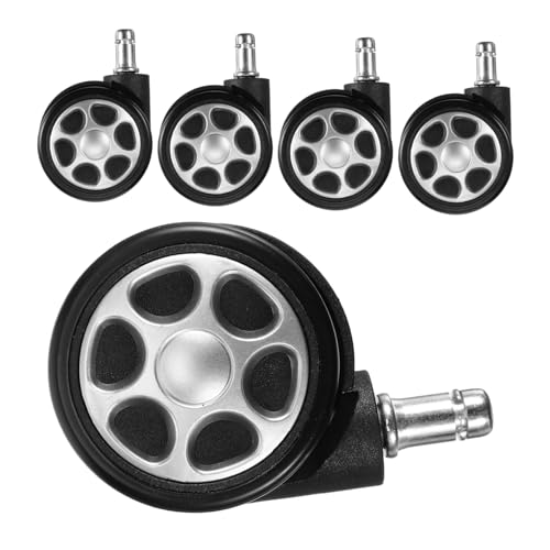 NUOBESTY 5 Stück Bürostuhl mit Bremse Stabile Leise Drehbare Ersatzräder mit Stift für Gaming Büro-drehstühle Bodenschonend für Hartholz Laminat Fliesen von NUOBESTY