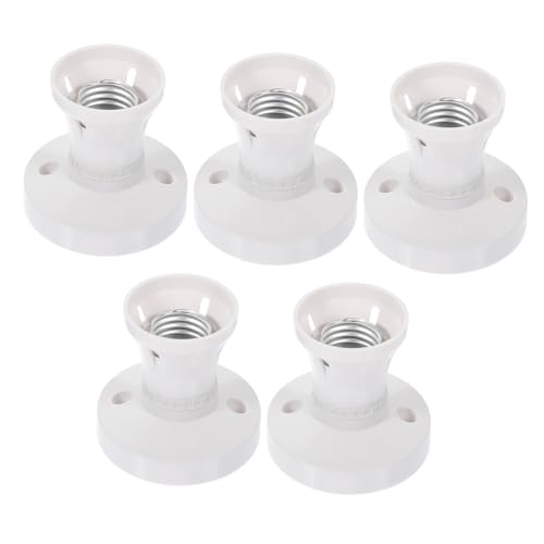 NUOBESTY 5 Stück Deckenlampenfassung Schraubsockel Adapter Einfache Montage Kompatibel mit Standard Glühbirnen Langlebige Weiße Lampenhalterung für Sichere Lichtinstallation von NUOBESTY
