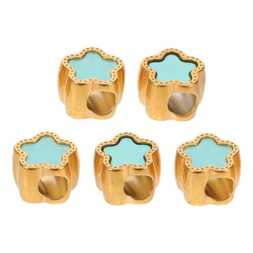 NUOBESTY 5 Stück Stern-Abstandsperlen-Charms – Metall-Großloch-Sterne, lose Perlen, Schmuck-Charms für Halsketten, Armbänder, Schmuckherstellung von NUOBESTY