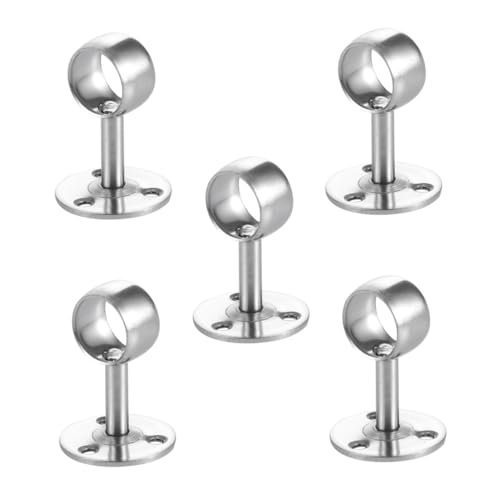 NUOBESTY 5 Stück Teiliges Edelstahl Gardinenstangenhalter Durchmesser Rundrohrhalterung Rostfrei Robust für Gardinen Kleiderstangen Wandmontage Geeignet von NUOBESTY