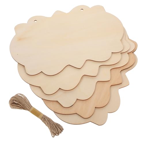 NUOBESTY 5 Stück Teiliges Groß mit Juteseil Unbemalte Blanko Holztafeln zum Aufhängen Vorgelocht für DIY Bastelprojekte Tür Wanddeko von NUOBESTY