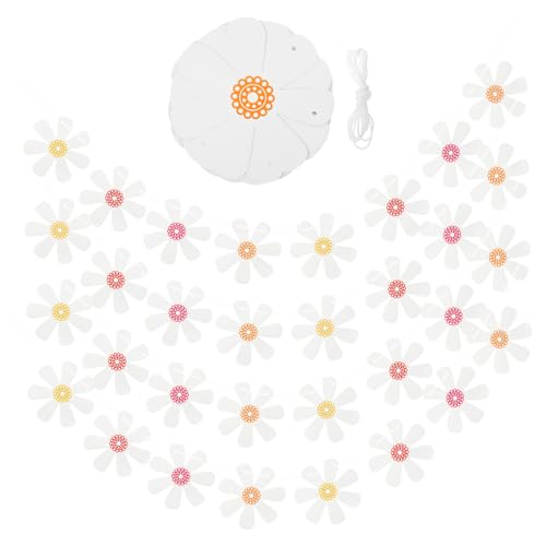 NUOBESTY 5 Stück Teiliges Papier Daisy Girlande Party Dekoration Geburtstag Kindergarten Blumenbanner Weiß für Festliche Raumgestaltung und Feierlichkeiten von NUOBESTY