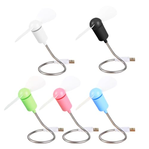 NUOBESTY 5 Stück Teiliges USB Mini Flexibler Leiser Tischventilator Tragbarer Kühlventilator für Laptop und Computer Flexibler Metall-schlauch Platzsparend Zufällige Farben von NUOBESTY