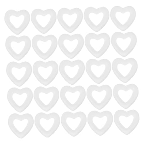 NUOBESTY 50 Stück Blase Leere Herzen Handwerk versorgung Herzen Styropor Styropor Modellierschaum Ornament Hochzeitsdekorationen Modell aus weißem Schaumstoff Modellieren von NUOBESTY
