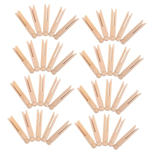 NUOBESTY 50 Stück Holzklammern Rundes Design Starke Klammern für Wäscheleine DIY Bemalbar Bastelklammern Fotoclips Vielseitig Einsetzbar Naturfarben von NUOBESTY