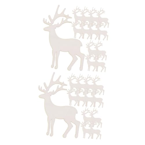 NUOBESTY 50 Stück Sika hirsch Holzspäne Holz Basteln Set Holz Handwerksartikel unvollendete Hirschausschnitte Unfertige DIY-Hirschausschnitte leere Holzspäne Tierausschnitt Holzscheiben von NUOBESTY