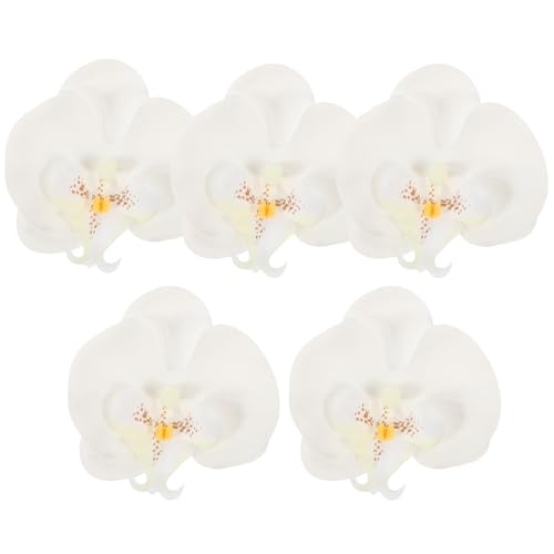 NUOBESTY 5St Künstliche Orchideenblüten gefälschte Orchideen Künstliche Orchideenköpfe Clip auf Blumen Schüttgut schmücken künstliche Blütenkopf Phalaenopsis Seidenblume Weiß von NUOBESTY