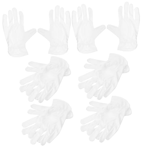 NUOBESTY 6 Paare Staubfreie Handschuhe Hände Reinigung Wiederverwendbar Sauber Inspektionshandschuhe Aus Mikrofaser Schmuckhandschuhe Mikrofaser-handschuhe Superfeine Faser Weiß von NUOBESTY