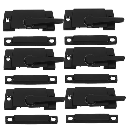 NUOBESTY 6 Sätze Fenster-schloss Sash Lock Keeper Schwarzer Schiebefenster-verschluss mit Mondgriff Rechts Montierbar Rutschfeste Sicherung für Glas Schiebetüren Langlebig Einfach zu von NUOBESTY