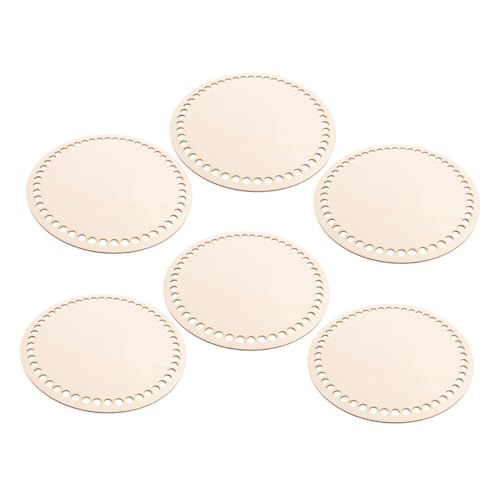 NUOBESTY 6 Stück Einen runden Korbboden Machen Strickkorb Boden Körbe selber Machen strickzubehör Korbboden aus Holz Korbboden weben runder Flechtkorb Strickholz unten Webbasis Beige von NUOBESTY