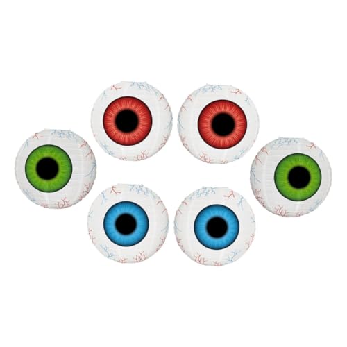 NUOBESTY 6 Stück Halloween Augenlaternen aus Papier Gruselige Hängedekoration für Innen und Außen Einfache Montage Bunte Halloween Party Lampions für Gruselige Festtagsdekoration von NUOBESTY