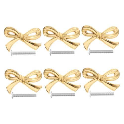 NUOBESTY 6 Stück Messing Möbelgriffe Schleifen Design Vintage Schrankknöpfe für Küchenschränke Kommoden und Kleiderschränke Ergonomisch Einfache Montage Elegante Türgriffe von NUOBESTY