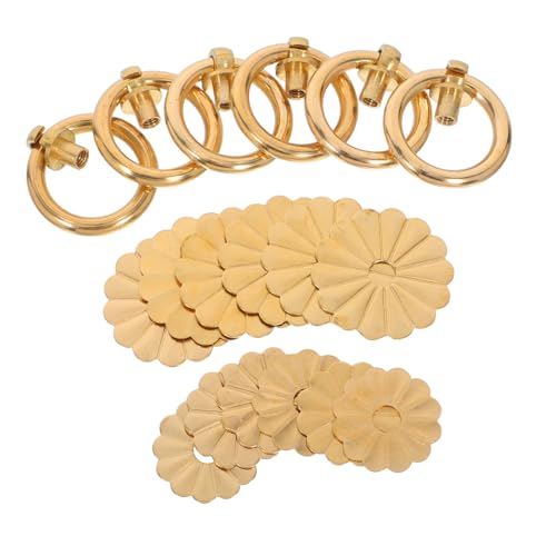 NUOBESTY 6 Stück Teiliges Vintage Messing Ringgriff Antike Schubladengriffe für Möbel Kommode Küchenschrank mit Schrauben Elegante Runde Retro Dekoration von NUOBESTY