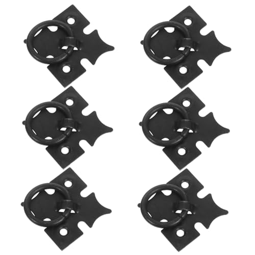 NUOBESTY 6 Stück Vintage Schwarze Metall Ringgriffe mit Vierblättrigem Kleeblatt für Schränke und Kleiderschränke Dekorative Möbelaccessoires Robustem Eisen von NUOBESTY