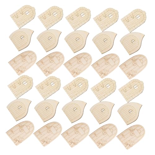 NUOBESTY 60 Stück Teiliges DIY aus Naturbelassenen Miniatur-holztüren und Fenstern Robuste Garten Elfenhaus-dekoration Unbemalt Vielseitig für Regal Tisch Beige von NUOBESTY