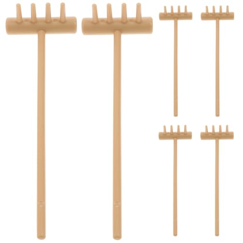 NUOBESTY 6St Sandrechen Werkzeug Strand Oval Anlage sandsand büroradio bürolocher fleab ziernieten sandkiste Sandtisch Minirechen Meditation kleine Rechen Desktop-Mikrorechen Plastik Yellow von NUOBESTY