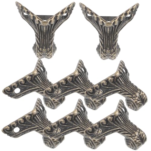 NUOBESTY 8 Stück Basisfüße Ecke Eckschutz Bronze drinnen Abdeckung mit Teppich ausgelegt Eckenschutz für Möbel kleine Möbelbeine dekorative Holzkastenbeine Zinklegierung von NUOBESTY