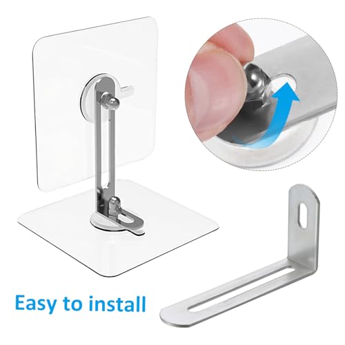 NUOBESTY 8 Stück Teiliges Möbel Sicherheitsset mit Selbstklebenden Kipp Wandankern aus Metall kein Bohren Abnehmbare Möbelbefestigung für Bücherregal Kommode Schrank rutschfest und von NUOBESTY