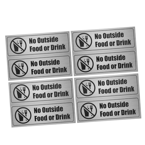 NUOBESTY 8 Stück Teiliges Set No Outside Food Sticker Selbstklebend Wetterfest Minimalistisches Design Vielseitig für Büro Restaurant Bar Professionelles Warnschild für Innen und von NUOBESTY
