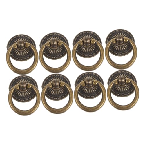 NUOBESTY 8 Stück Teiliges Vintage Ringgriff Bronze Runde Einzel-loch Möbelgriffe für Kommode Schrank und Schublade Langlebige Retro-zinklegierung Antike Optik Einfach zu Pflegen und von NUOBESTY