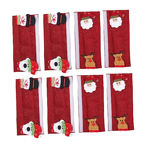 NUOBESTY 8 Stück Teiliges Weihnachts Mikrowellen Handgriffabdeckungen Dekorative Schutzbezüge für Kühlschrank Ofen und Küchenschränke Stilvolle Weihnachtsdeko für Ihre Küche von NUOBESTY