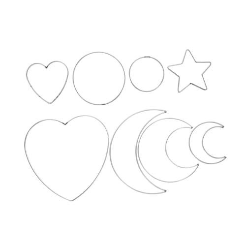 NUOBESTY 8st -Hoop-zubehör Herz-makramee-Rahmen Makramee-fängerringe Mond-makramee-Ring Stern- -Ring Sterne Ringe Traumfängerkreise Bastelset Eisen Silver von NUOBESTY