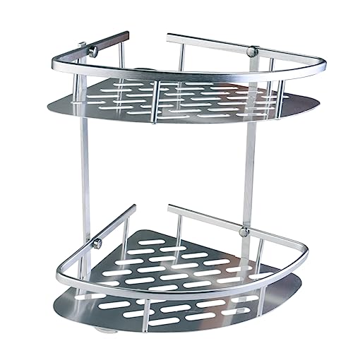 NUOBESTY Aluminium Badezimmer Eckregal Modernes Badregal Zur Wandmontage Schadensfreie Befestigung Für Shampoo Seife Handtücher Silberfarben Inklusive Schrauben Und Dübel von NUOBESTY