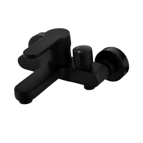 NUOBESTY Badewannenarmatur Wandmontage Kupfer Mischbatterie mit Seitenumschalter Schwarz Ergonomischer Griff Abs Luftsprudler für Badewanne Dusche Langlebig und Modern Geeignet für Zuhause von NUOBESTY