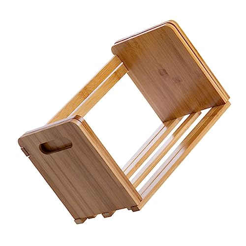 NUOBESTY Bambus Bücherregal mit Ausziehbarem Buchständer Platzsparender Organizer für Schreibtisch und Home Office Stilvolle Holzoptik für Ordnung und Sauberkeit von NUOBESTY