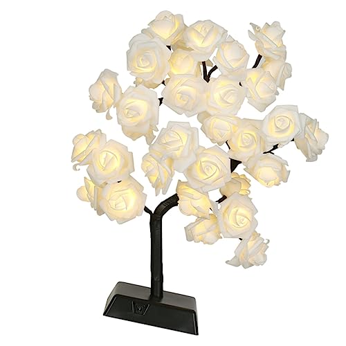 NUOBESTY Dekorative LED Nachttischlampe ohne Batterie Stilvolle Tischlampe mit Rosenblüte Romantisches Licht für Schlafzimmer Kabellose Ornamentlampe von NUOBESTY