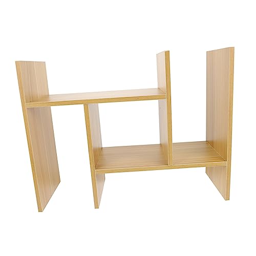 NUOBESTY Desktop Bücherregal Mit Offenem Design Ablagen Für Büro Und Kinderzimmer Platzsparend Aus Helles Walnuss Für Schreibtischorganisation Und Aufbewahrung von NUOBESTY