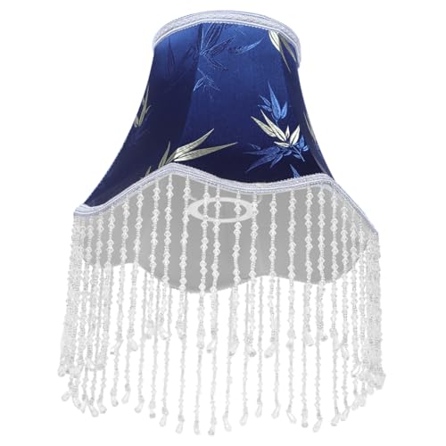 NUOBESTY Europäischer Lampenschirm mit Fransen Stofflampenschirm für Tischlampen Dekorativer Handgefertigter Quasten Lampenschirm in Blau Eleganter Ersatz für Schlafzimmer und von NUOBESTY