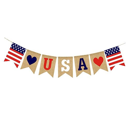 NUOBESTY Foto Girlande Partei Hängende Wimpelkette Patriotische Ammer Der Usa Schickes Hängende Wimpelkette Der Veteranenpartei Tag Der Unabhängigkeit Flagge von NUOBESTY