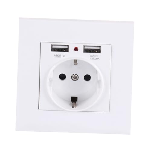NUOBESTY German Modell Einbausteckdose mit Dual USB Feuerfestes Wandpanel aus PC und Kupfer Weiße Unterputz Steckdose für Moderne Stromversorgung von NUOBESTY