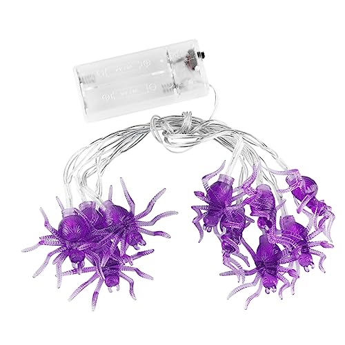 NUOBESTY Halloween LED Lichterkette mit Violetten Spinnenlampen Batterielos Dekorative LED Lichter für Halloween Partys Gruselige Outdoor und Innenraum Dekoration Energiesparend und von NUOBESTY