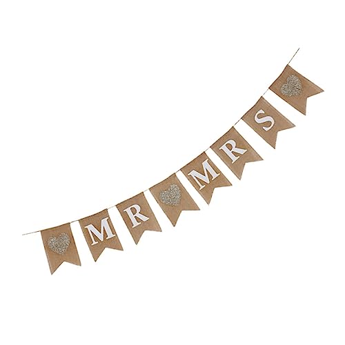 NUOBESTY Hochzeitsbanner Jute Romantische Wimpelkette für Hochzeitsfeiern Mr Mrs Vintage Flaggen zur Hochzeit Langlebige Dekoration für Unvergessliche von NUOBESTY