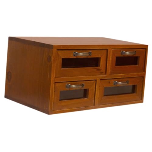 NUOBESTY Holz Schubladen Organizer Vintage Schreibtischaufbewahrung mit Fächern Multifunktional Schmuckbox für Schmuck Kosmetik und Kleinteile Elegant Rustikal für Büro Wohnzimmer von NUOBESTY