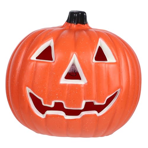 NUOBESTY Kürbislaterne Aushöhlen Halloween-kürbislampe Kunstpflanzen Drinnen Jack-o-laternenlampe Halloween-laternen Im Freien Led-kürbislaterne Tischkerzen Plastik Lustig Schreibtischlampe von NUOBESTY