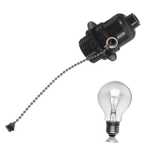 NUOBESTY Lampensockel mit Zugschalter aus Metall und Bakelit Schwarzer Ring Langlebig Kompatibel mit Standardlampen Sicherer Lichtschalter für DIY Pendelleuchten und Tischlampen Stilvolles von NUOBESTY
