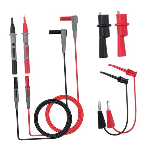 NUOBESTY Multimeter Prüfleitungssatz mit Krokodilklemmen und Austauschbaren Prüfspitzen Isolierte Testsonden aus Abs PVC Kompatibel mit Digital und Kfz Multimetern Hitze und Kältebeständig von NUOBESTY