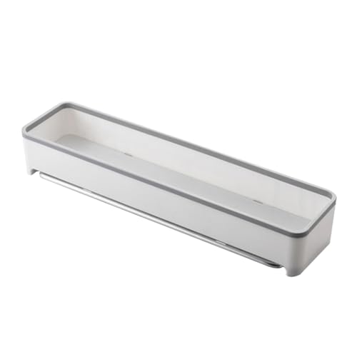 NUOBESTY Plastik Wandregal mit Handtuchhalter Multifunktionaler Bad Küchen Organizer Ohne Bohren Platzsparend Robustes Kunststoff Wandmontiertes Regal Für Shampoo Kosmetik Masken von NUOBESTY