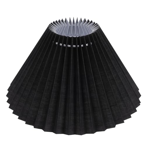 NUOBESTY Plissee Lampenschirm Tischlampe Schwarz Stoff Lampenschirm für Kleine Tischleuchte Halterung Langlebig Staubgeschützt Einfache Montage von NUOBESTY