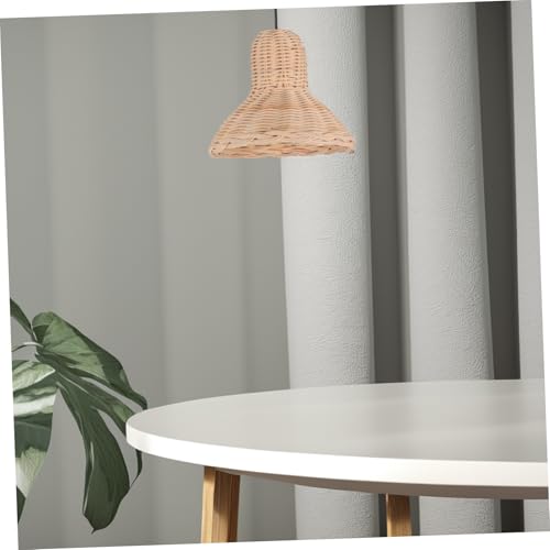 NUOBESTY Rattan Lampenschirm Handgefertigt Boho Stil Lampenabdeckung für Tischlampe Pendelleuchte Rustikale Dekoration für Bar Teestube Atmungsaktive Kühle Leuchte von NUOBESTY