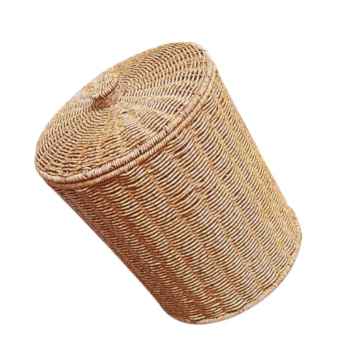NUOBESTY Retro Rattan Abfalleimer mit Deckel Stilvoller Runder Mülleimer für Büro Badezimmer und Schlafzimmer Robuster und Pflegeleichter Müllbehälter mit Vintage Design NUOBESTY Retro Rattan Abfalleimer mit Deckel Stilvoller Runder Mülleimer für Büro Badezimmer und Schlafzimmer Robuster und Pflegeleichter Müllbehälter mit Vintage Design von NUOBESTY